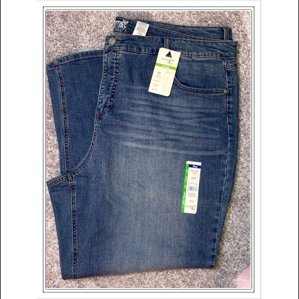 Terra & Sky stretch blue jeans Sz 26W.